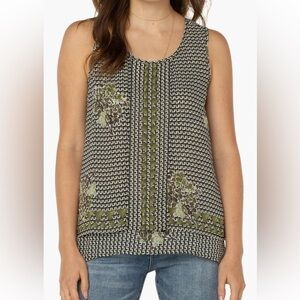 Liverpool Geo Floral Print Double Layer Woven Top in Geo Floral Sz X-Small NWT